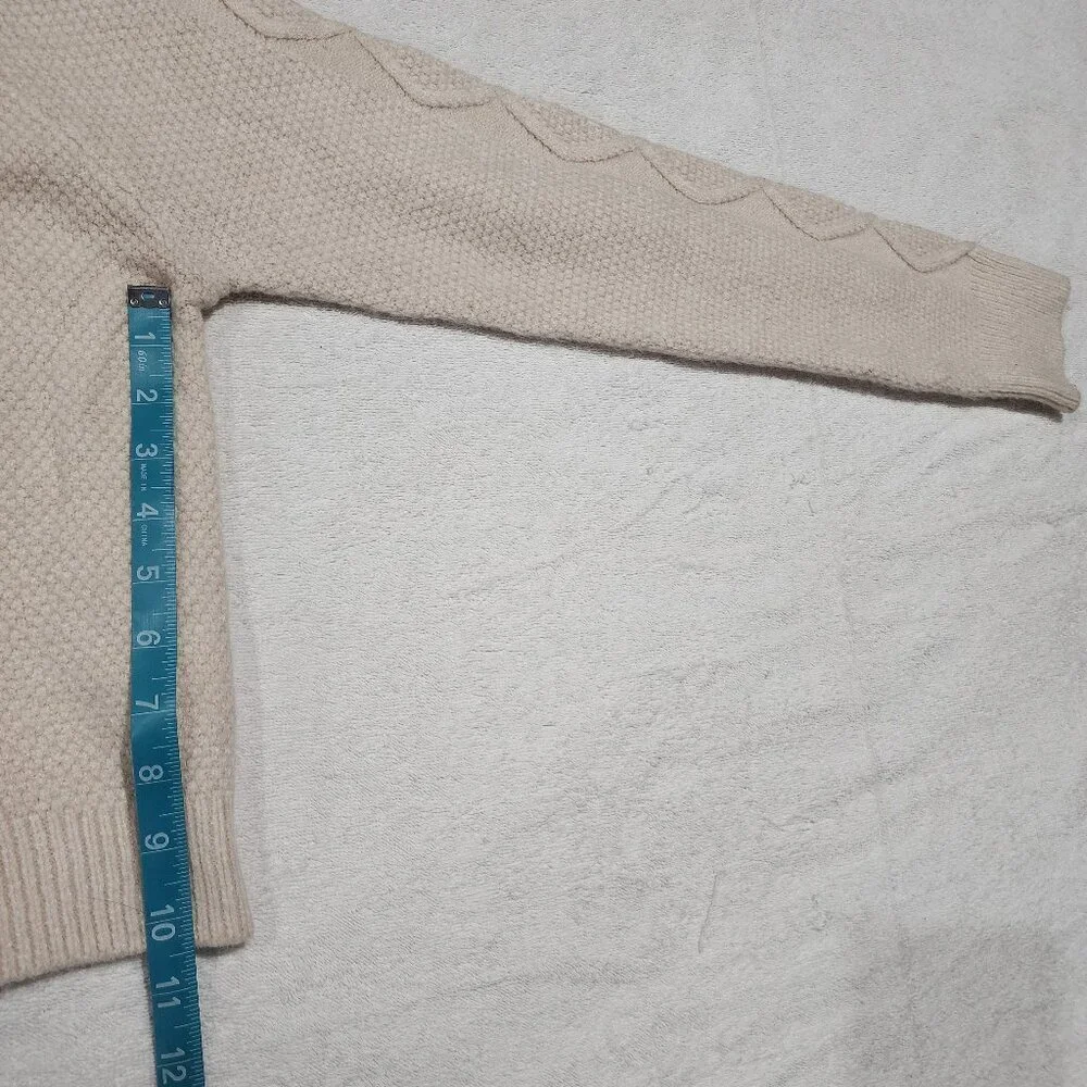Mock Neck Cropped Cable Knit Sweater Academia